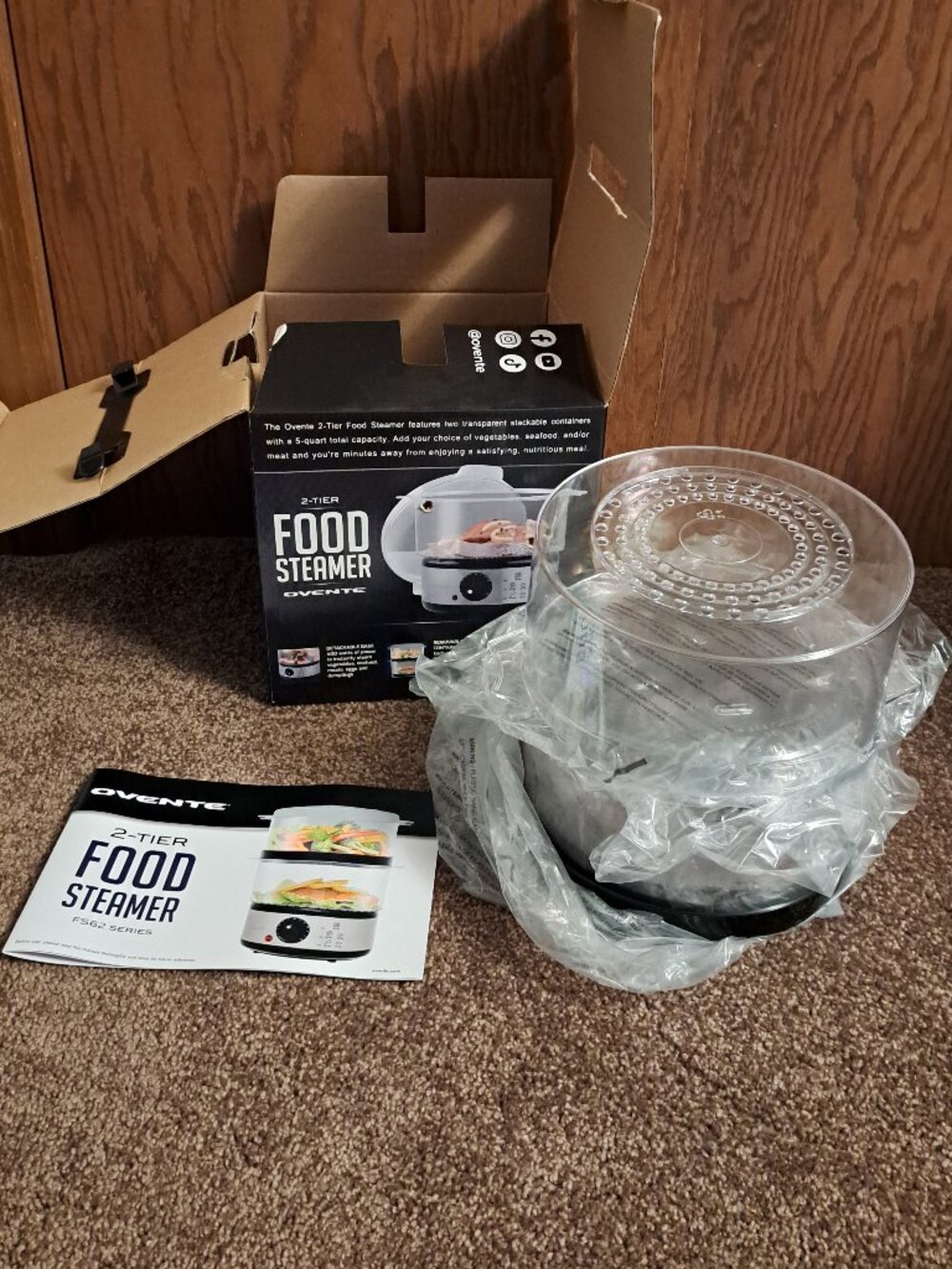 NIB OVENTE 2 Tier Electric Food Steamer for Cooking Vegetables,Stainless Steel - Picture 7 of 12